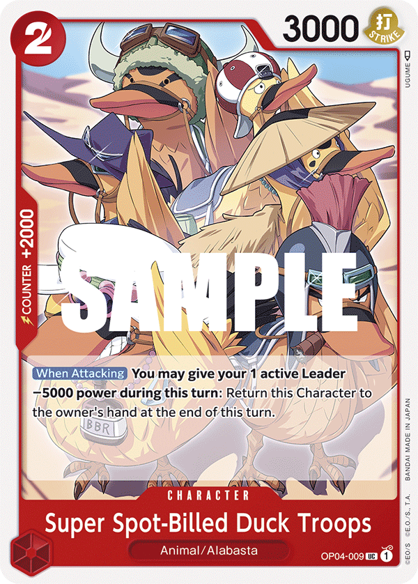 One Piece Card Game: Super Spot-Billed Duck Troops OP04-009 Playset (4 Cards)