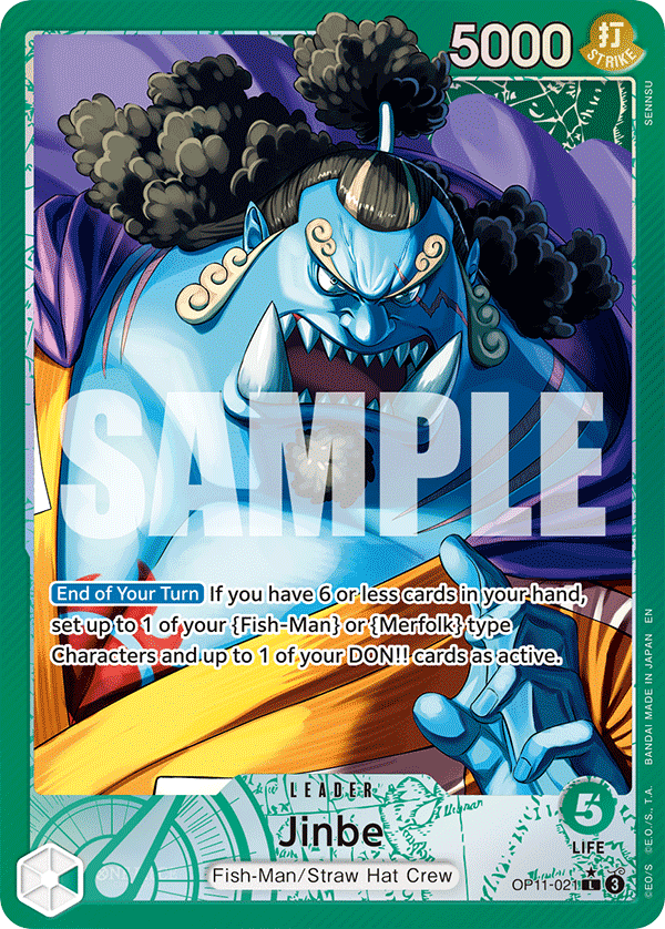 One Piece Card Game: Jinbe (L) OP11-021 (Alternate Art) - A Fist of Divine Speed