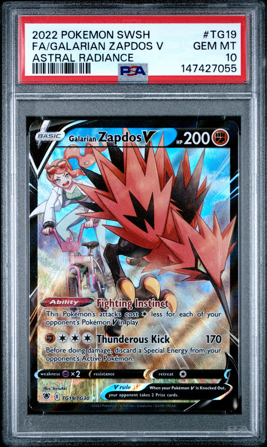 Pokemon TCG: Galarian Zapdos V TG19 - Astral Radiance [PSA 10]
