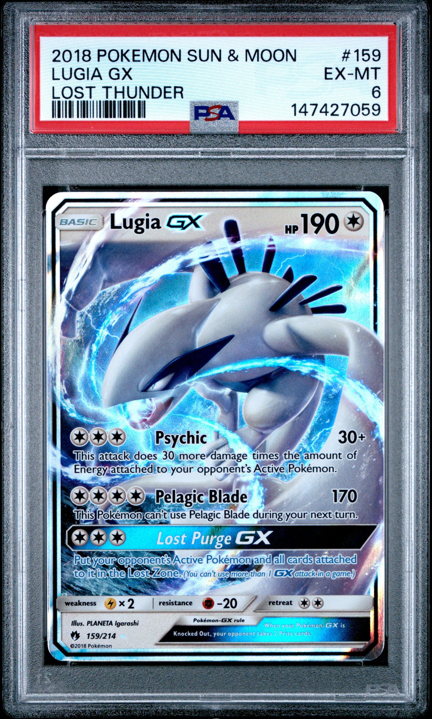 Pokemon TCG: Lugia GX 159/214 - Lost Thunder [PSA 6]