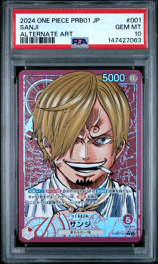 One Piece: Sanji 001 | Alternate Art Leader | Japanese PRB01 [PSA 10]
