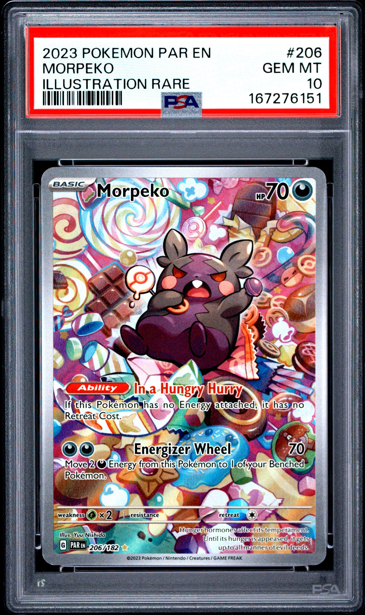 2023 POKEMON PAR EN-PARADOX RIFT #206 MORPEKO ILLUSTRATION RARE (PSA 10)