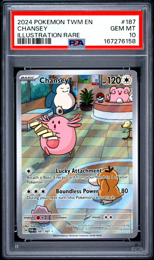 2024 POKEMON TWM EN-TWILIGHT MASQUERADE #187 CHANSEY ILLUSTRATION RARE (PSA 10)