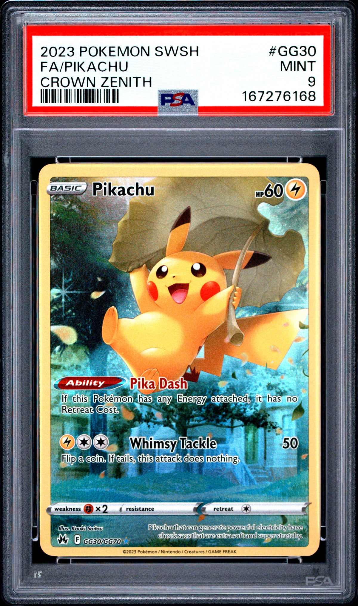2023 POKEMON SWORD AND SHIELD CROWN ZENITH #GG30 FA/PIKACHU (PSA 9)