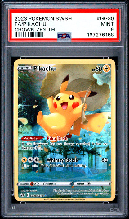 2023 POKEMON SWORD AND SHIELD CROWN ZENITH #GG30 FA/PIKACHU (PSA 9)