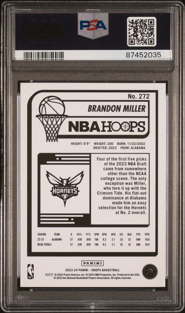 2023 PANINI NBA HOOPS #272 BRANDON MILLER [PSA 10]
