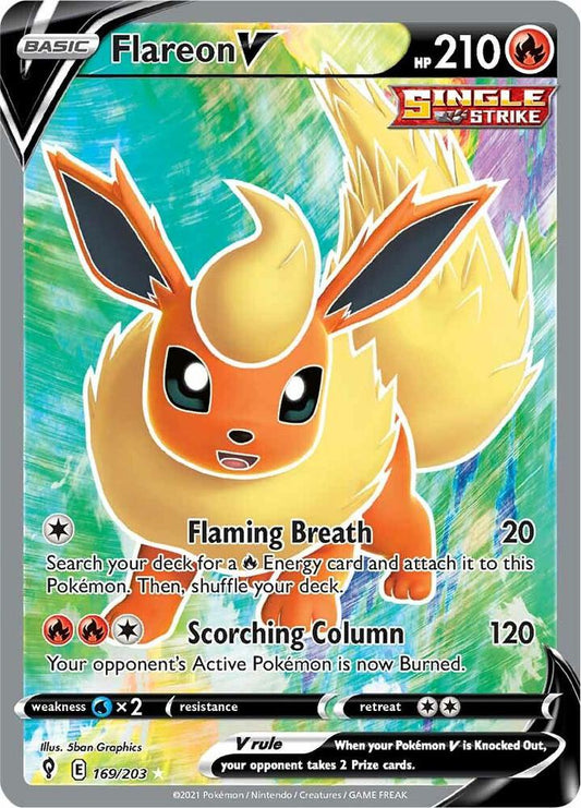 Pokemon TCG: Flareon V (Full Art) - 169/203 : Evolving Skies (SWSH07)