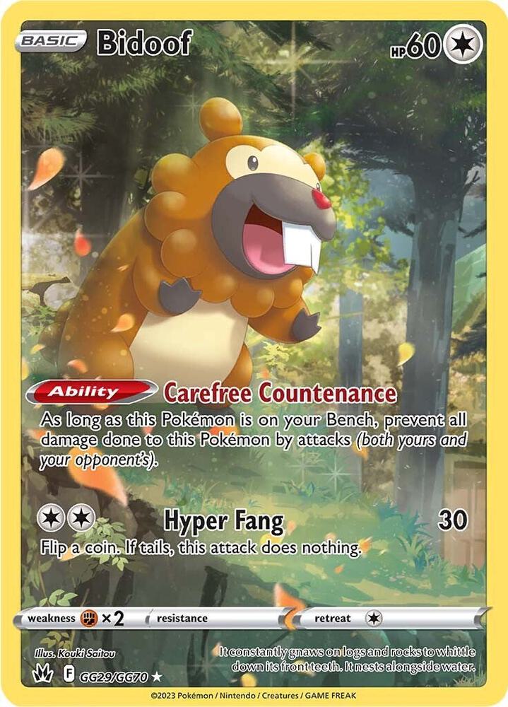 Pokemon TCG Single: Bidoof- Crown Zenith (GG29)