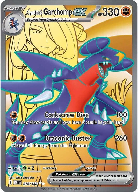 Pokemon TCG: Cynthia's Garchomp ex - 215/182 - SV10: Destined Rivals (DRI)