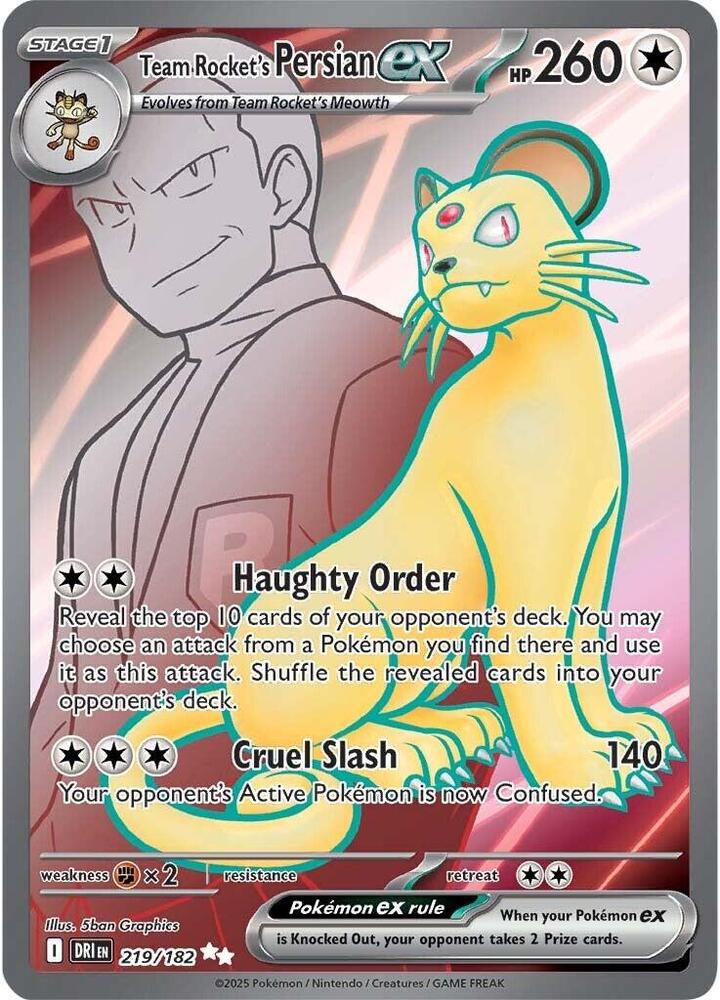 Pokemon TCG: Team Rocket's Persian ex - 219/182 - SV10: Destined Rivals (DRI)