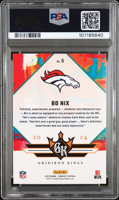 2024 PANINI DONRUSS ROOKIE GRIDIRON KINGS #6 BO NIX [PSA 10]