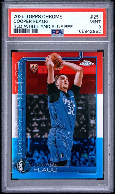 2025 TOPPS CHROME #251 COOPER FLAGG RED WHITE AND BLUE REF [PSA 9]