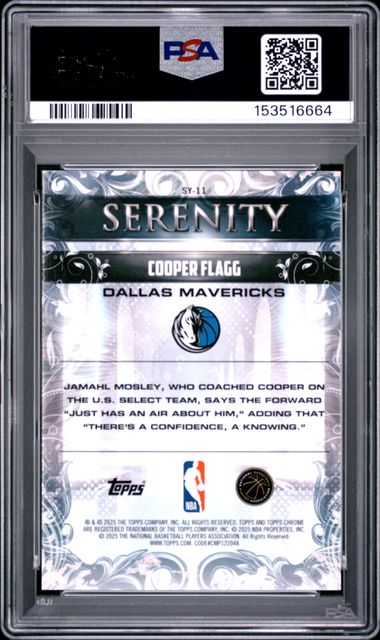 2025 TOPPS CHROME SERENITY #SY-11 COOPER FLAGG [PSA 10]