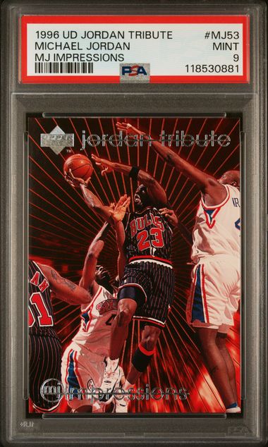 1996 UPPER DECK JORDAN TRIBUTE #MJ53 MICHAEL JORDAN MJ IMPRESSIONS [PSA 9]