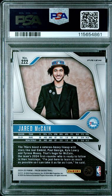 2024 PANINI PRIZM #222 JARED McCAIN VARIATION-FAST BREAK [PSA 8]
