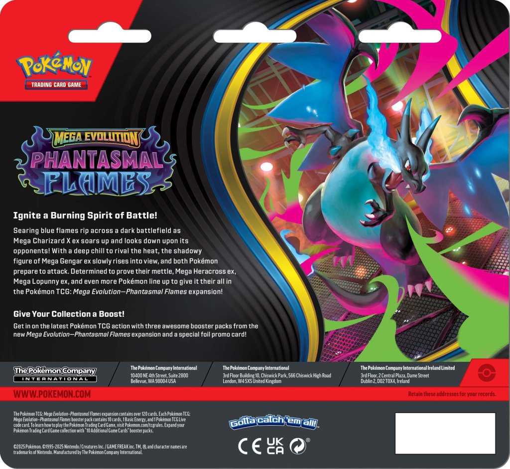Pokemon TCG: Mega Evolution - Phantasmal Flames Three Booster Blister