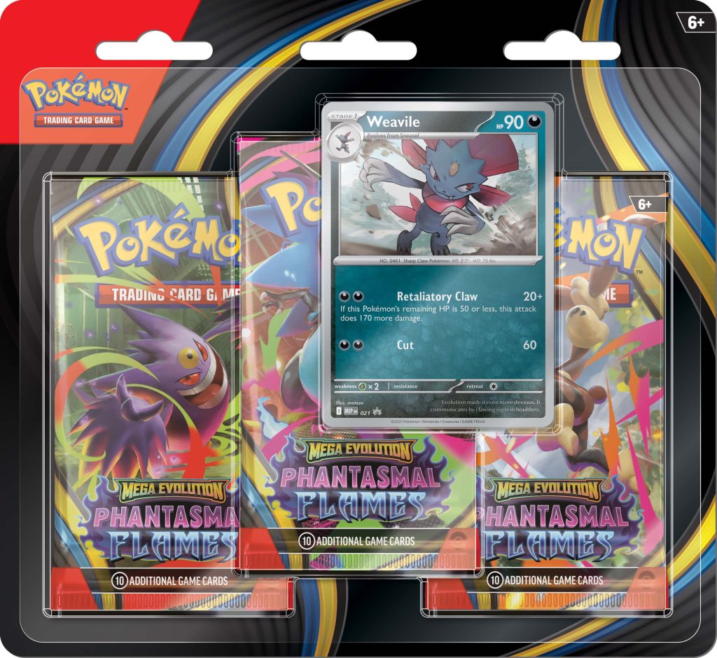 Pokemon TCG: Mega Evolution - Phantasmal Flames Three Booster Blister
