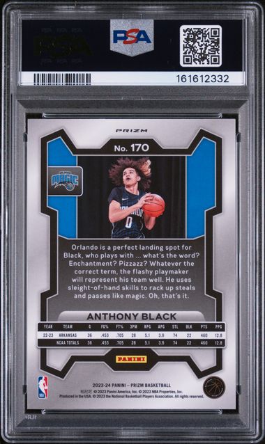 2023 PANINI PRIZM #170 ANTHONY BLACK SILVER PRIZM [PSA 9]