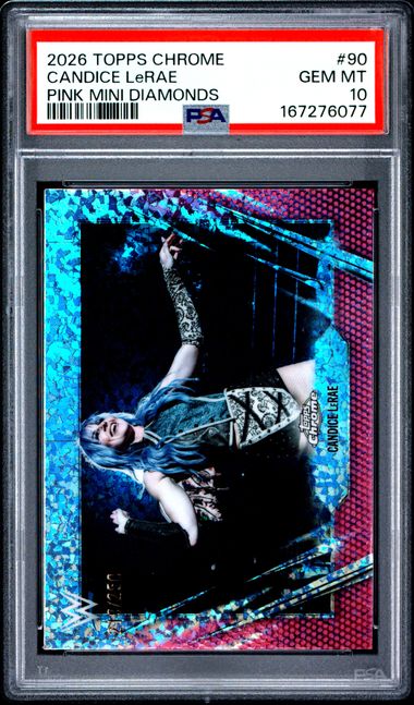 2026 TOPPS CHROME WWE #90 CANDICE LeRAE PINK MINI DIAMONDS [PSA 10]