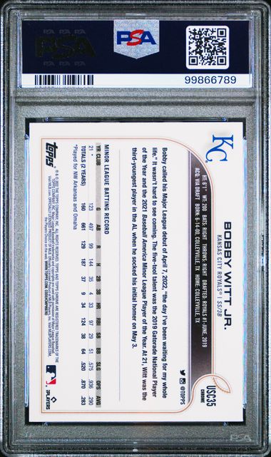 2022 TOPPS CHROME UPDATE #USC35 BOBBY WITT JR. [PSA 9] ROOKIE CARD