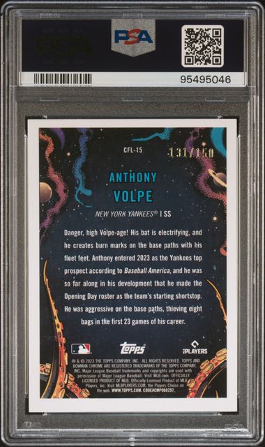 2023 BOWMAN CHROME IT CAME FOR THE LEAGUE #CFL15 ANTHONY VOLPE ICFTL-MINI DIAMOND REF [PSA 10]