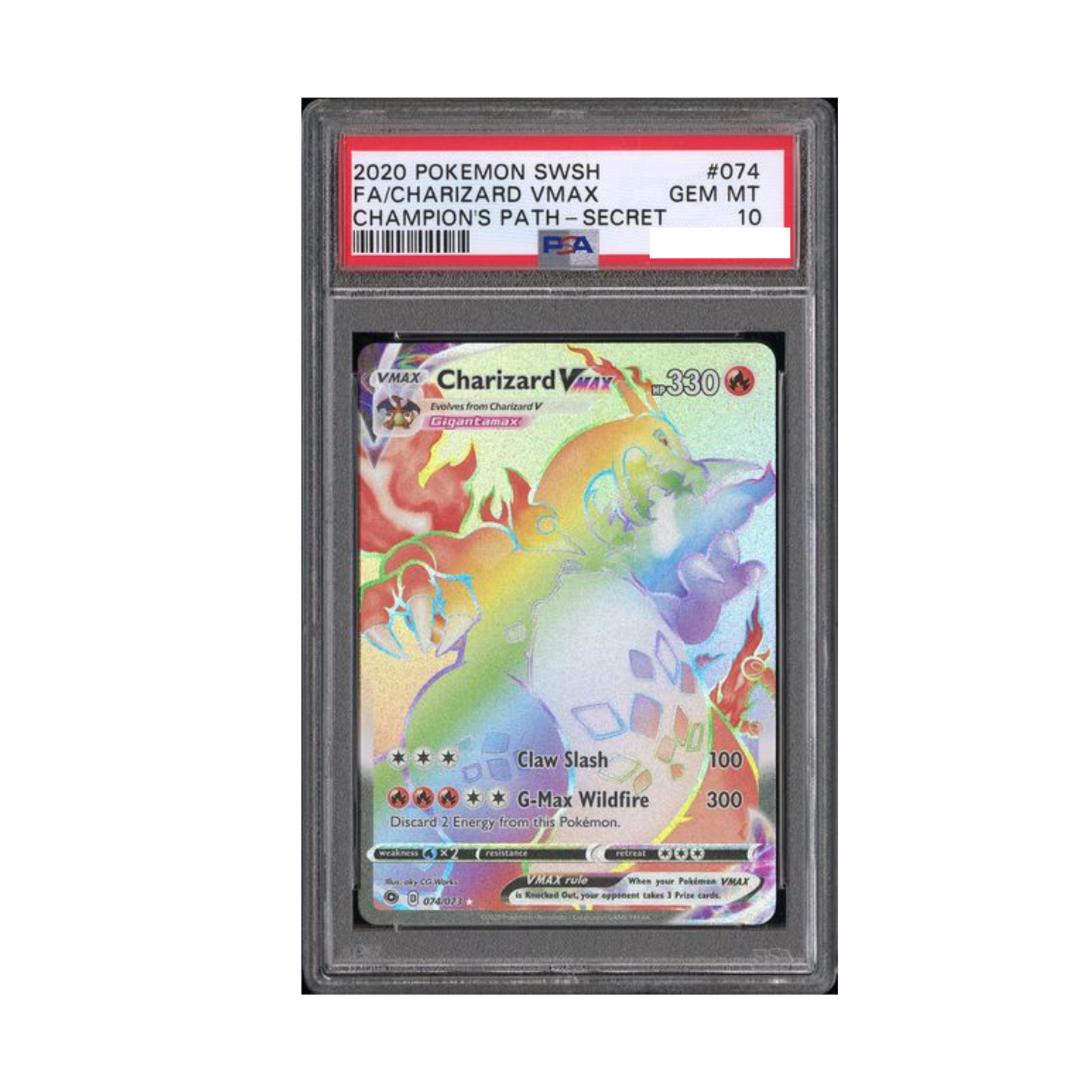 Pokemon TCG: Charizard VMAX Secret Rare 74/73 - Champion's Path [PSA 10]
