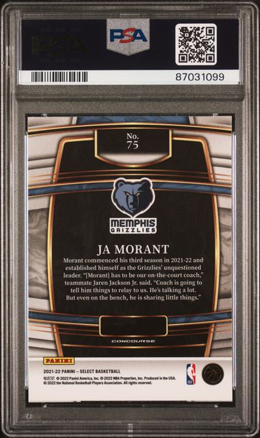 2021 PANINI SELECT #75 JA MORANT BLUE [PSA 8]