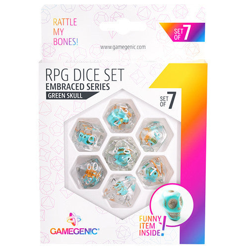 Gamegenic: Embraced Series - Green Skull - RPG Dice Set (7pcs)