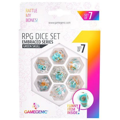 Gamegenic: Embraced Series - Green Skull - RPG Dice Set (7pcs)