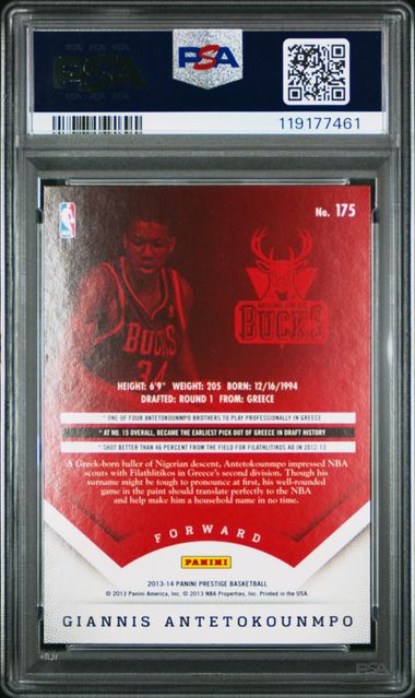 2013 PANINI PRESTIGE #175 G.ANTETOKOUNMPO BONUS SHOTS SILVER [PSA 9]