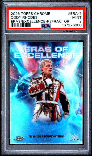 2026 TOPPS CHROME WWE ERAS OF EXCELLENCE #ERA-9 CODY RHODES ERAS/EXCELLENCE-REFRACTOR [PSA 9]