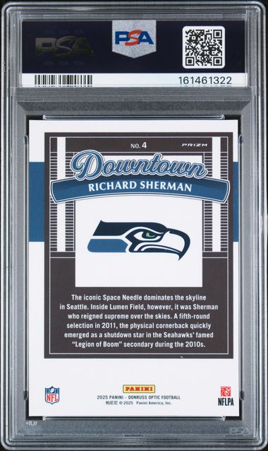 2025 PANINI DONRUSS OPTIC DOWNTOWN LEGENDS #4 RICHARD SHERMAN [PSA 8]
