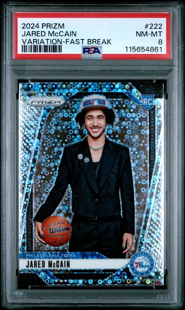 2024 PANINI PRIZM #222 JARED McCAIN VARIATION-FAST BREAK [PSA 8]