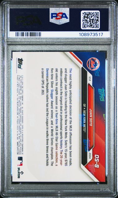 2024 TOPPS NOW OFFSEASON #OS8 JUAN SOTO [PSA 10]