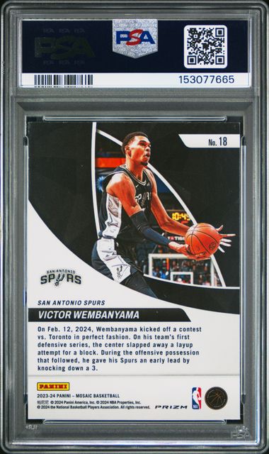 2023 PANINI MOSAIC ELEVATE #18 VICTOR WEMBANYAMA ELEVATE-MOSAIC [PSA 9]