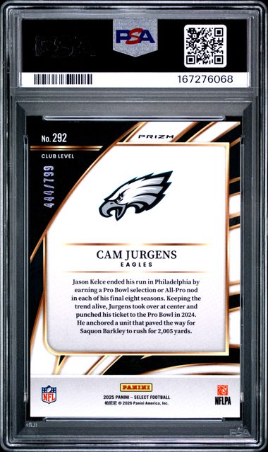 2025 PANINI SELECT #292 CAM JURGENS WHITE SHOCK [PSA 9]