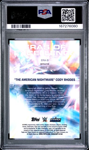 2026 TOPPS CHROME WWE ERAS OF EXCELLENCE #ERA-9 CODY RHODES ERAS/EXCELLENCE-REFRACTOR [PSA 9]